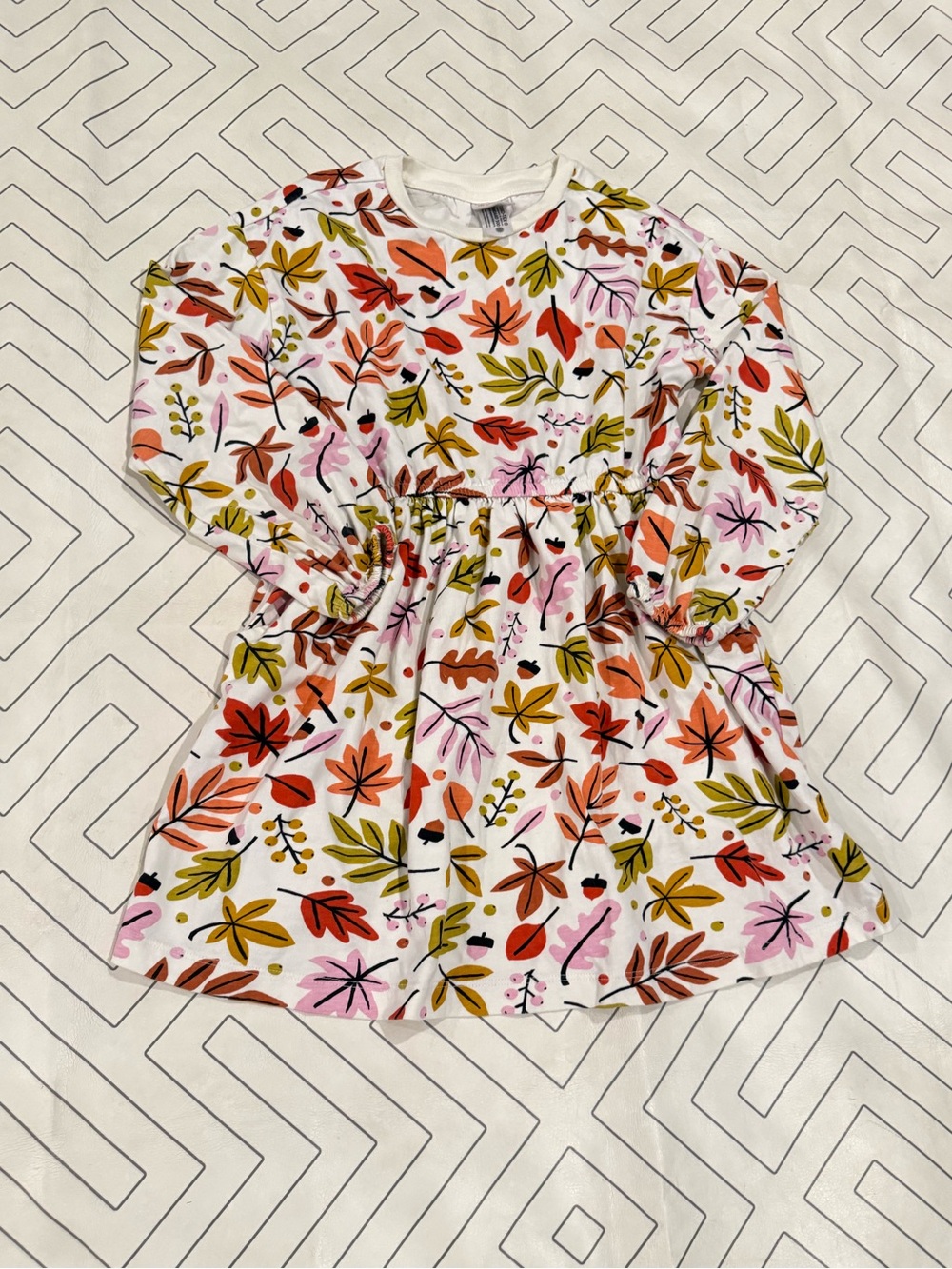 Hanna Andersson Fall Floral Leaf Pattern Long Sleeve Dress